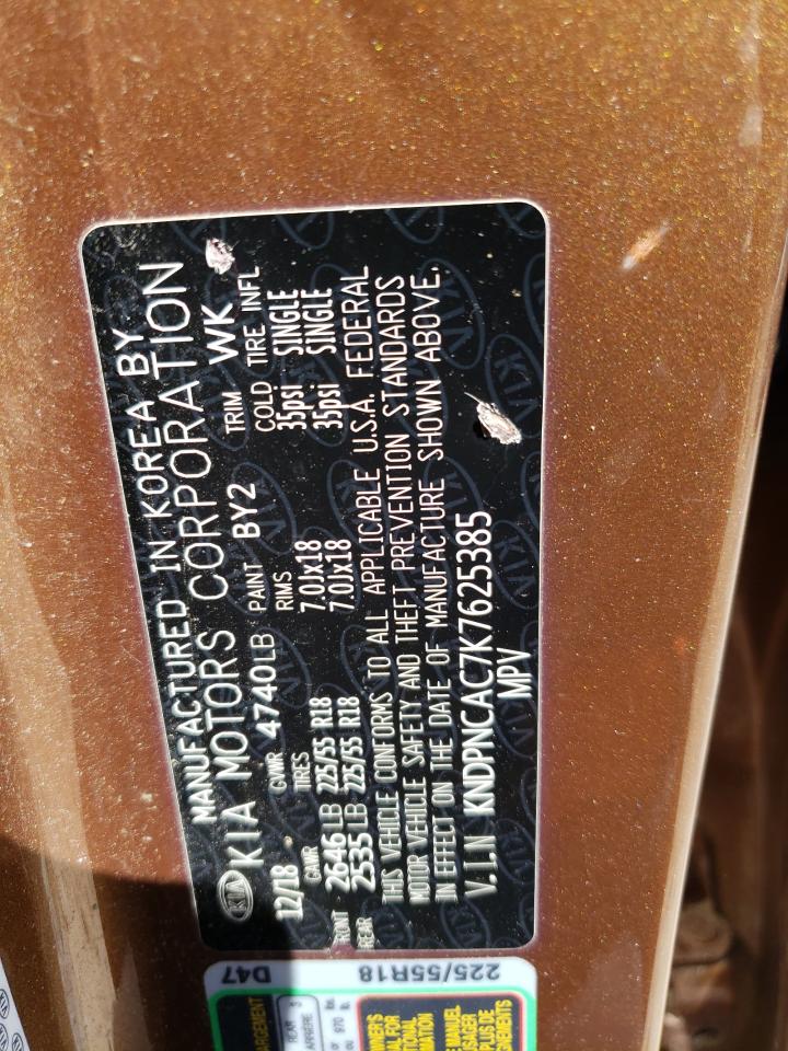 KNDPNCAC7K7625385 2019 Kia Sportage Ex