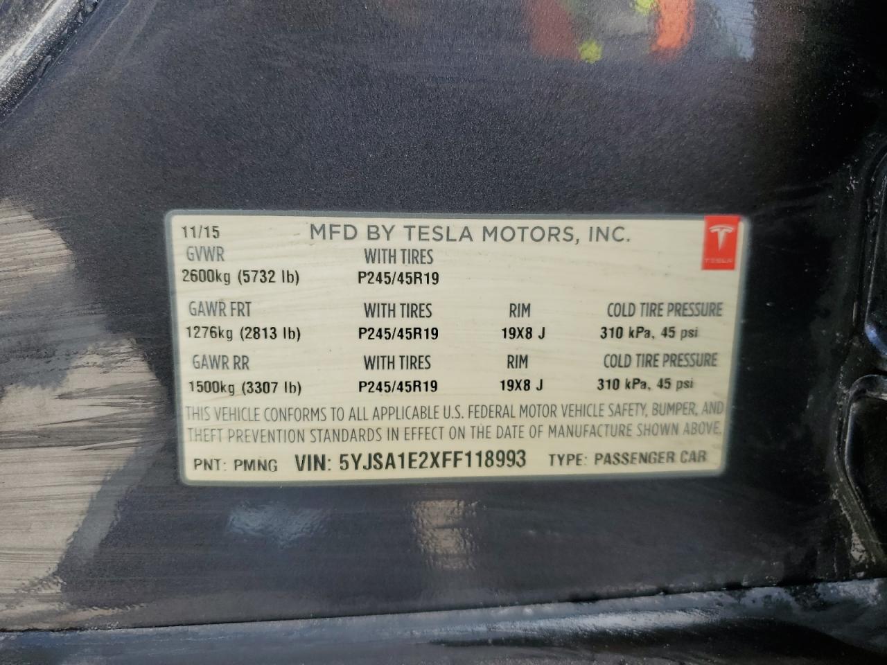 5YJSA1E2XFF118993 2015 Tesla Model S