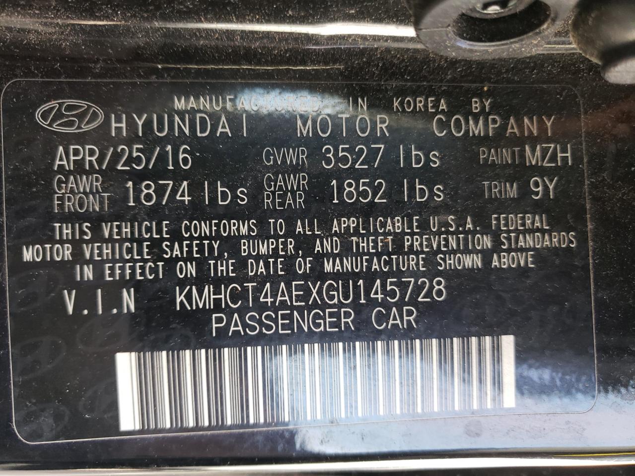 KMHCT4AEXGU145728 2016 Hyundai Accent Se
