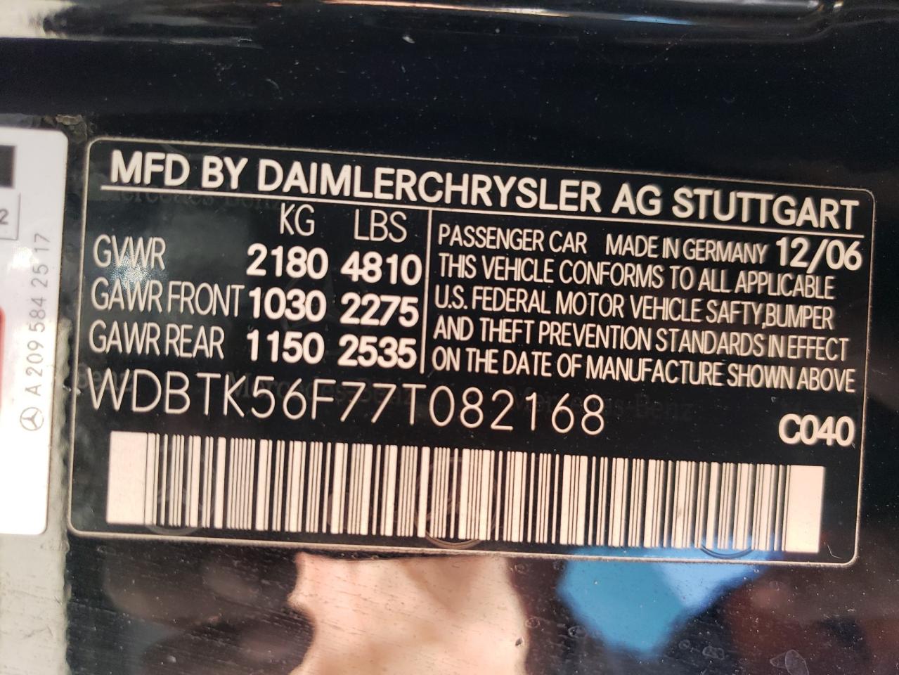 WDBTK56F77T082168 2007 Mercedes-Benz Clk 350