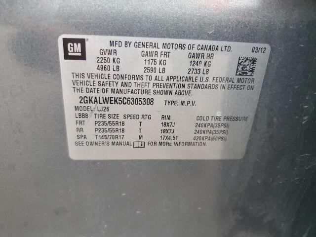 2012 GMC Terrain Slt VIN: 2GKALWEK5C6305308 Lot: 51427324