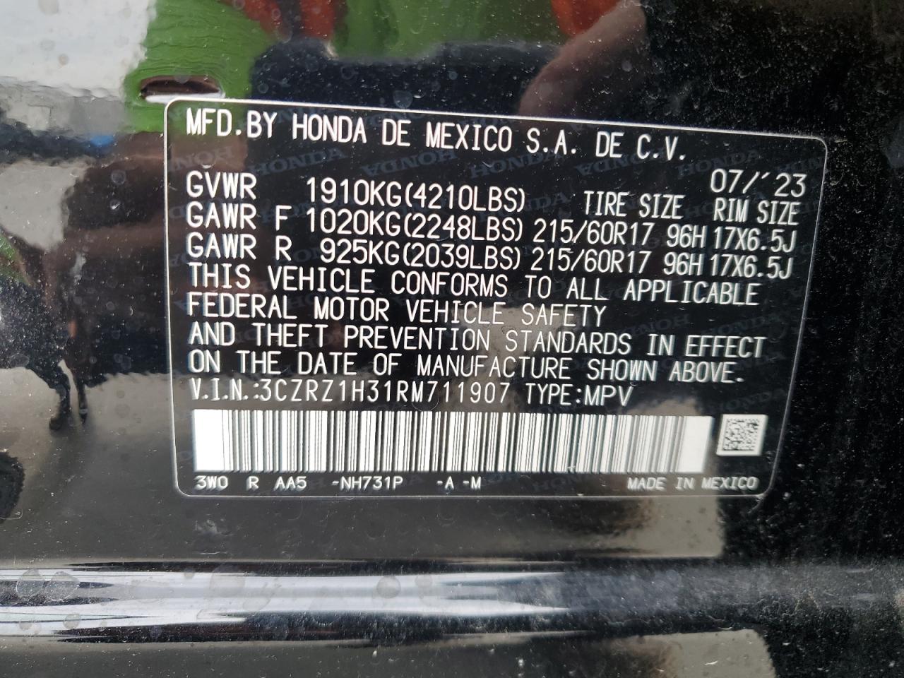 2024 Honda Hr-V Lx vin: 3CZRZ1H31RM711907