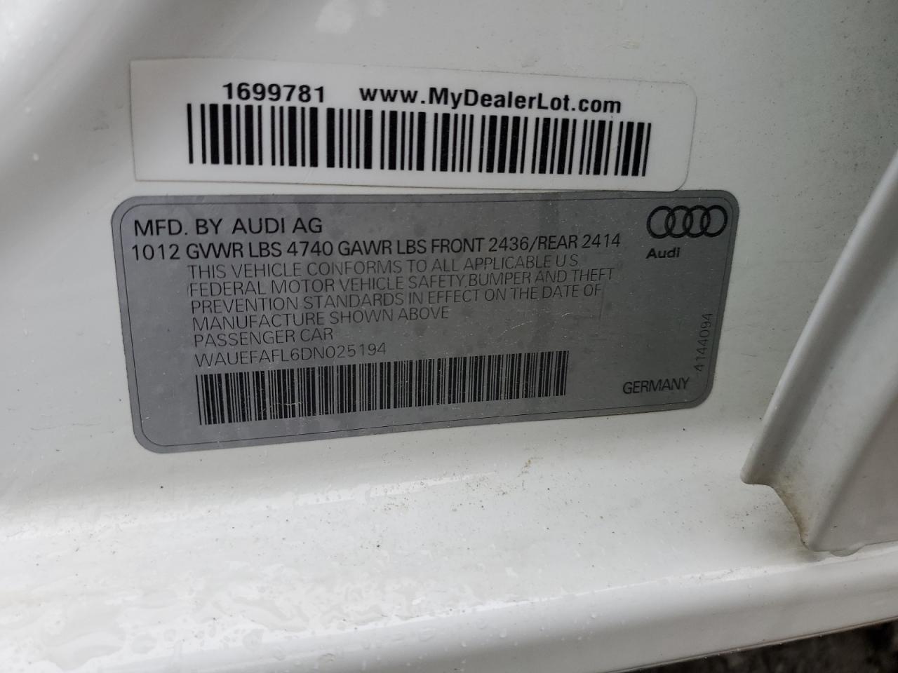 Lot #2491409657 2013 AUDI A4 PREMIUM