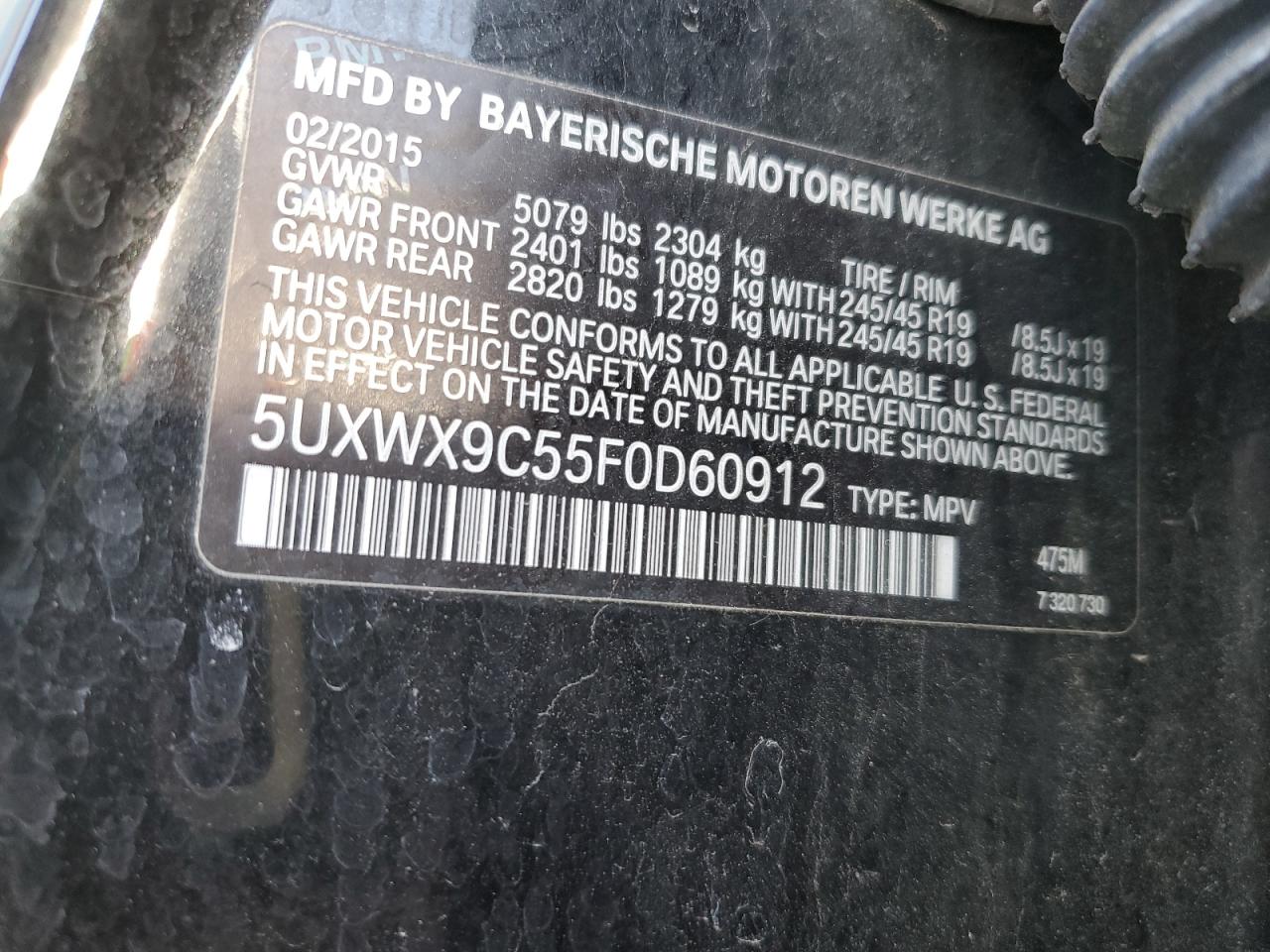 5UXWX9C55F0D60912 2015 BMW X3 xDrive28I