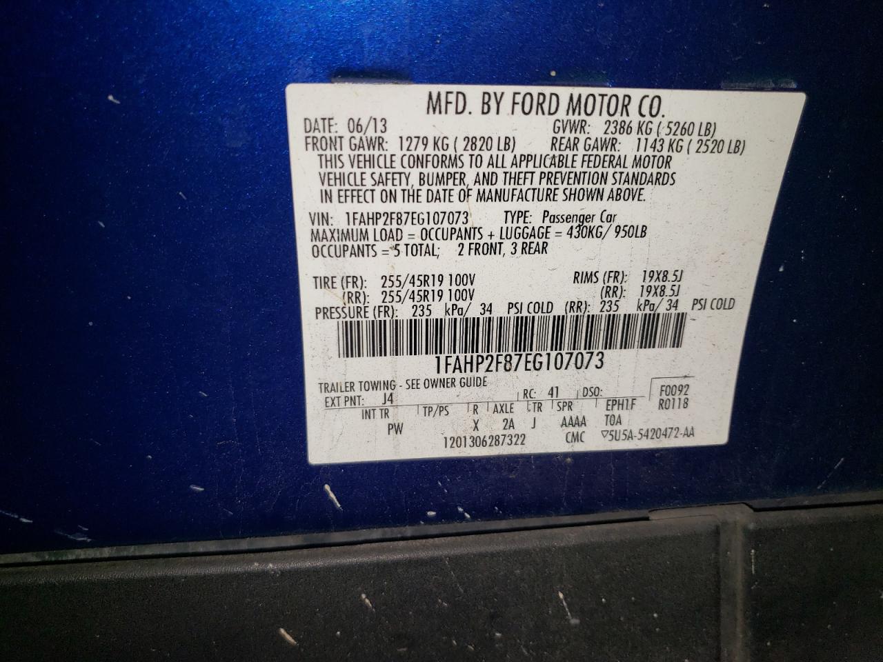 2014 Ford Taurus Limited vin: 1FAHP2F87EG107073
