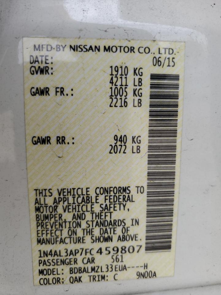 1N4AL3AP7FC459807 2015 Nissan Altima 2.5