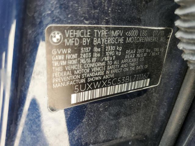 2011 BMW X3 xDrive28I VIN: 5UXWX5C53BL711167 Lot: 51761984