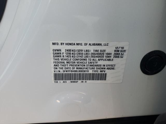 2020 Honda Passport Elite VIN: 5FNYF8H08LB003819 Lot: 50970184