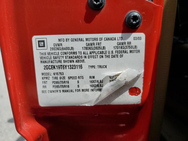 2000 Chevrolet Silverado K1500 VIN: 2GCEK19T6Y1323116 Lot: 49337204