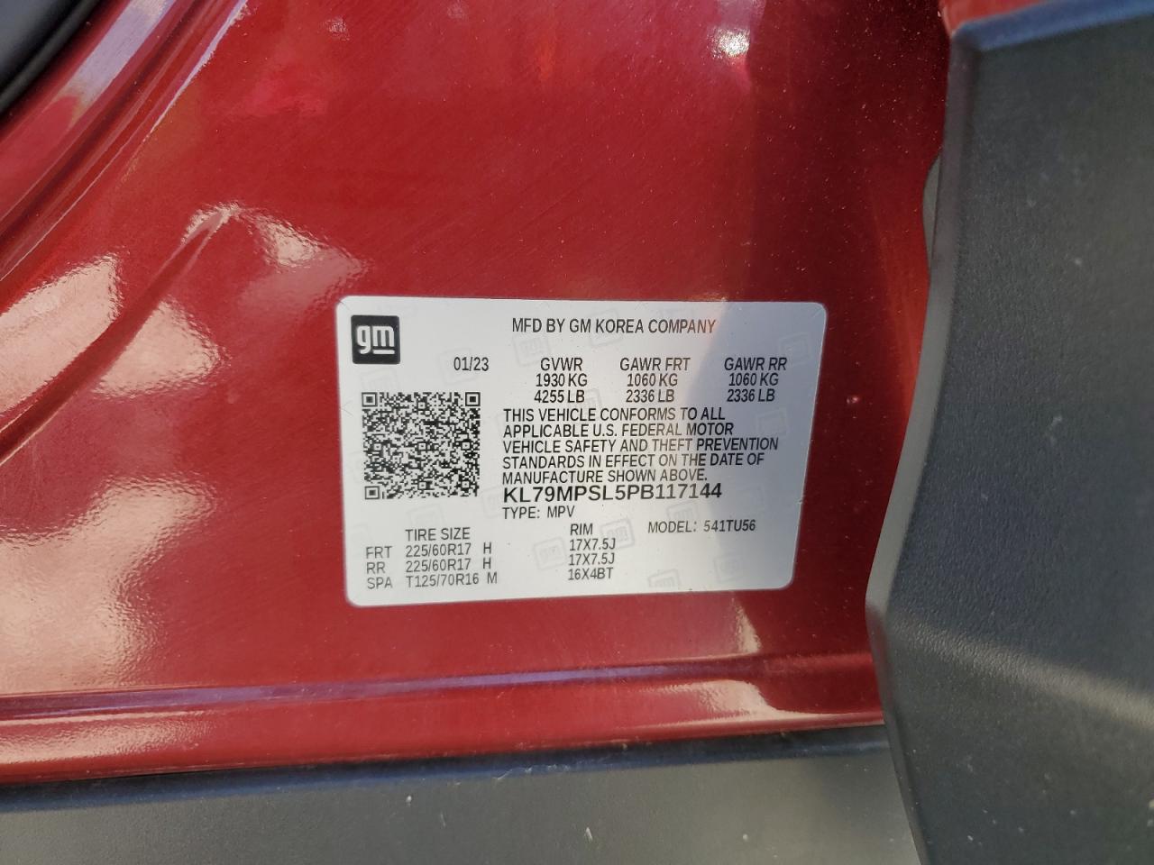 KL79MPSL5PB117144 CHEVROLET TRAILBLZR 2023