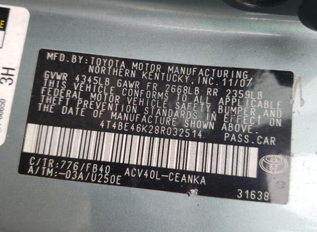 2008 Toyota Camry Ce VIN: 4T4BE46K28R032514 Lot: 48332394