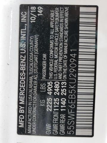 2019 Mercedes-Benz C 43 Amg VIN: 55SWF6EB5KU290941 Lot: 51094614