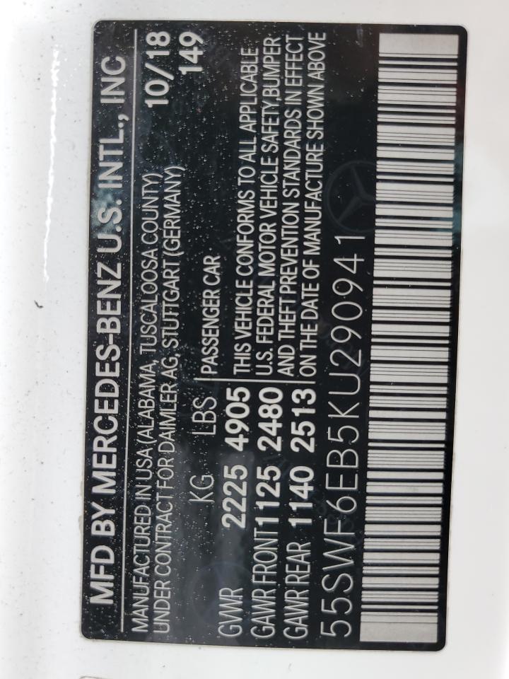 55SWF6EB5KU290941 2019 Mercedes-Benz C 43 Amg