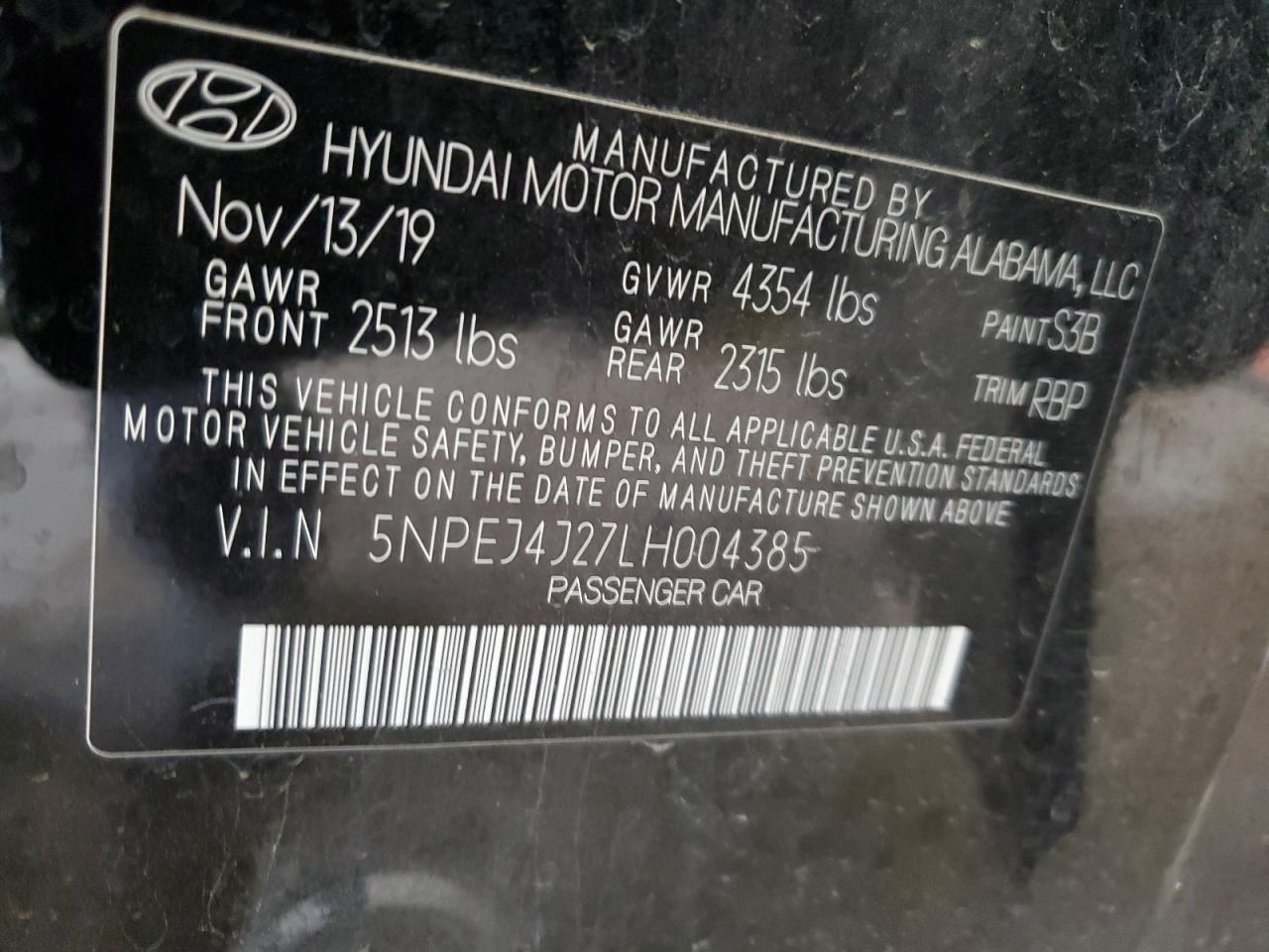 Lot #2489812848 2020 HYUNDAI SONATA SEL