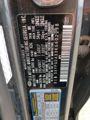 2019 KIA SORENTO L 5XYPGDA33KG602298