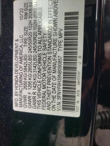 2022 HONDA PILOT SPOR - 5FNYF6H39NB090857