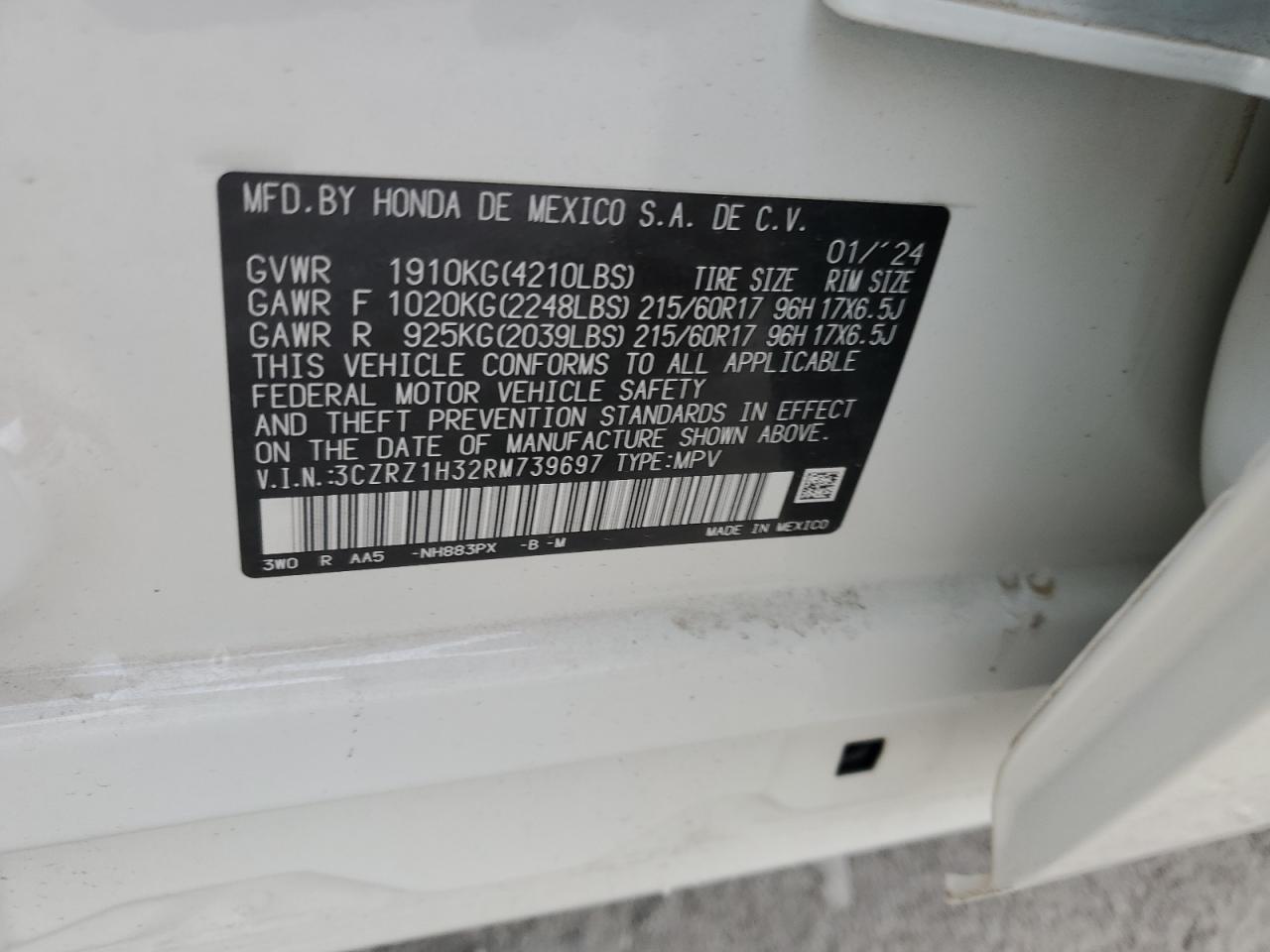 3CZRZ1H32RM739697 HONDA HR-V 2024