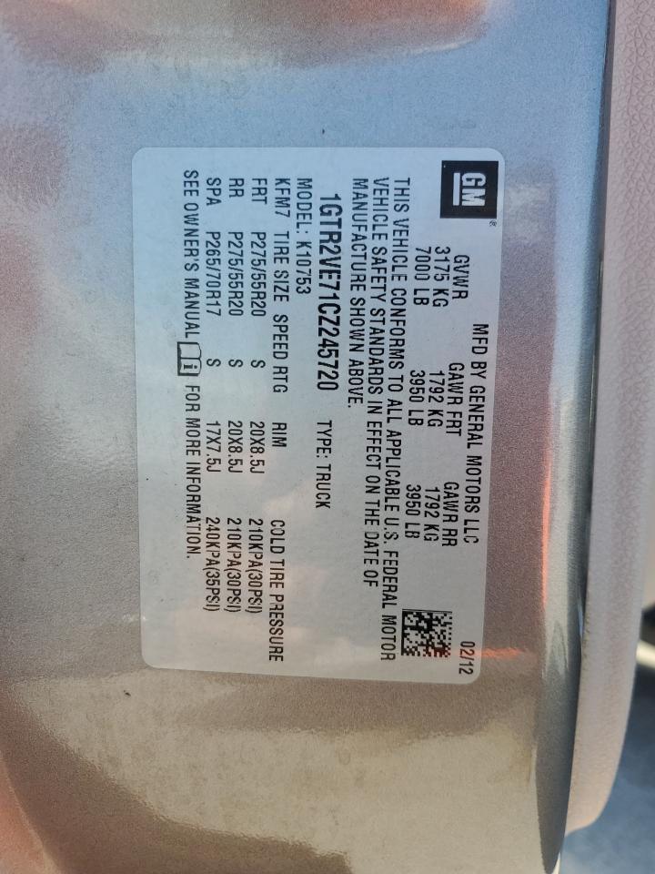 1GTR2VE71CZ245720 2012 GMC Sierra K1500 Sle