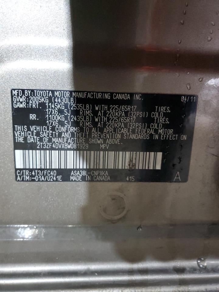 2T3ZF4DVXBW081929 2011 Toyota Rav4