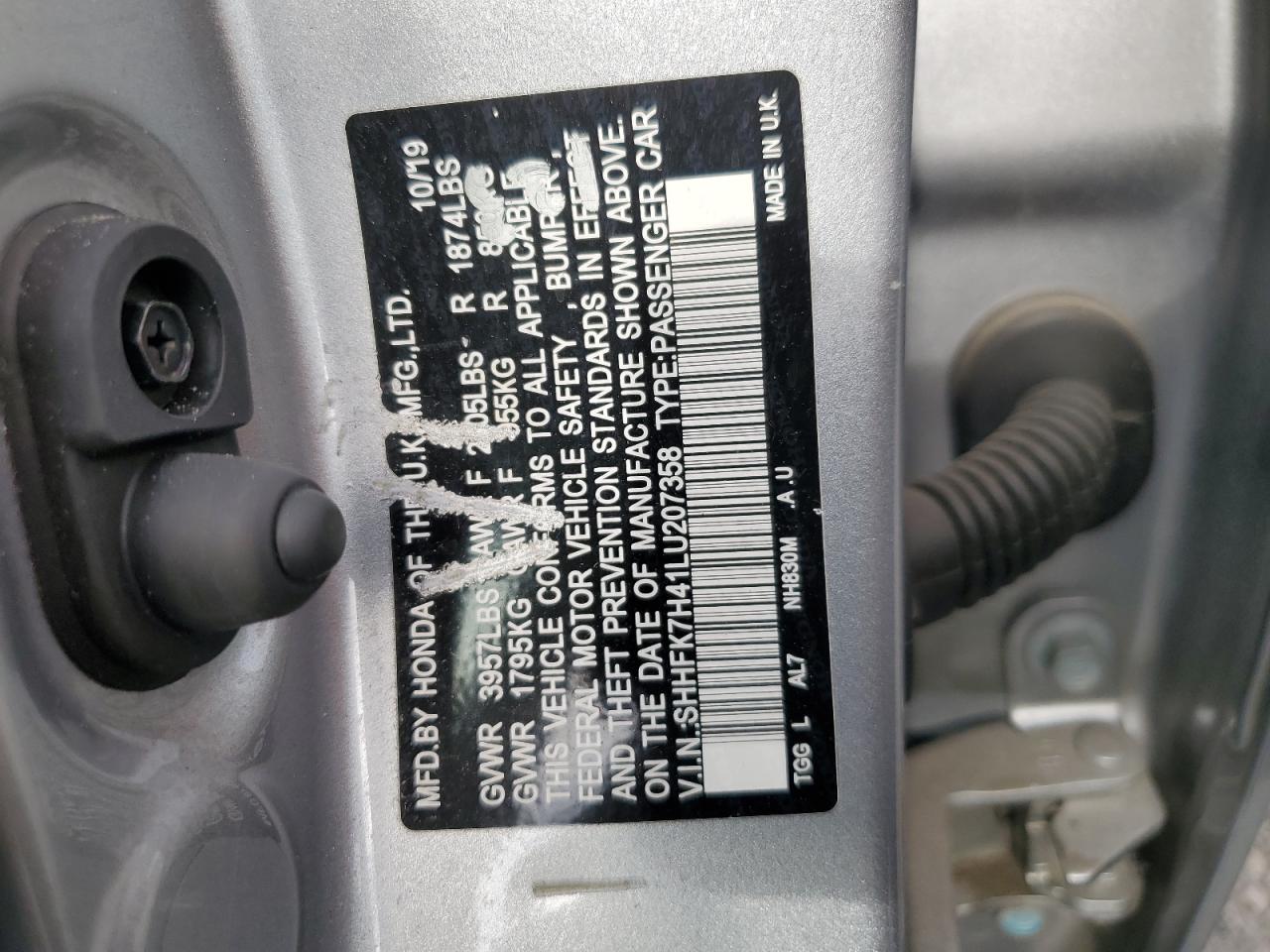 SHHFK7H41LU207358 2020 Honda Civic Sport