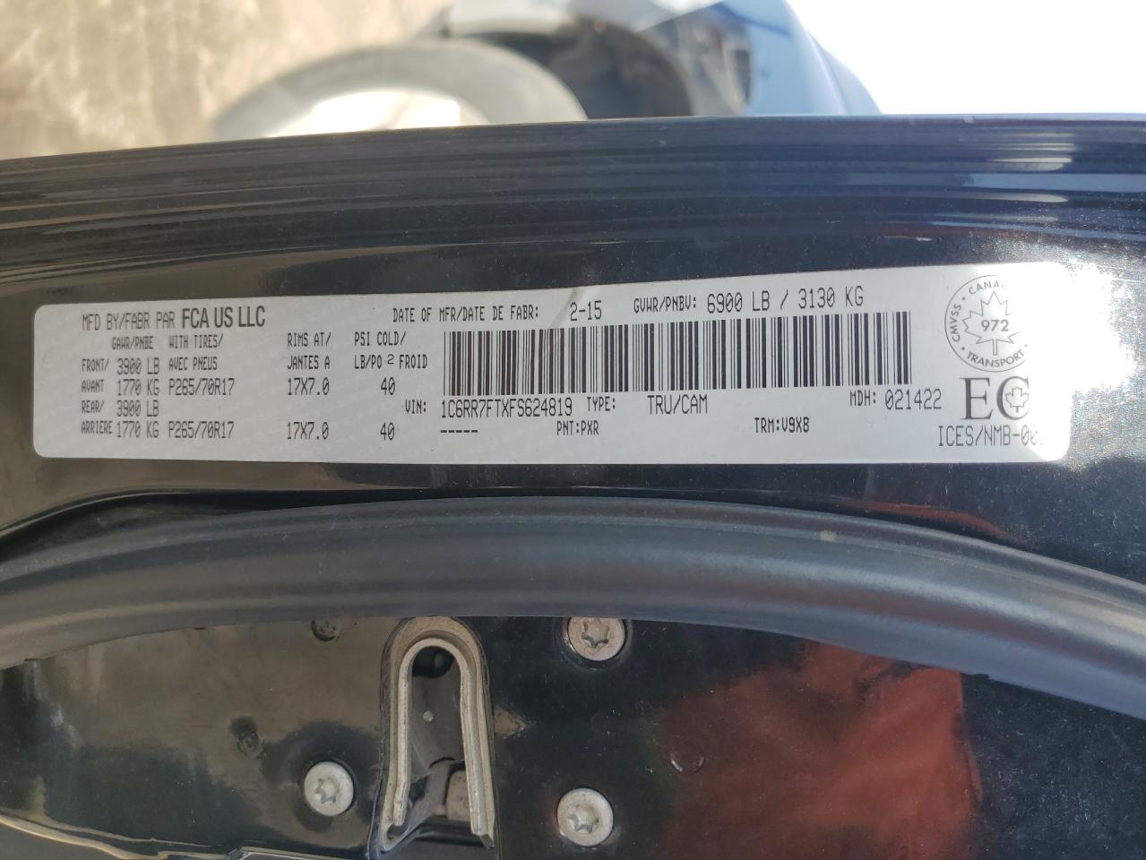 1C6RR7FTXFS624819 2015 Ram 1500 St