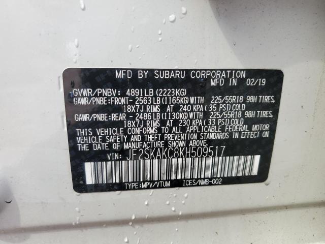 2019 Subaru Forester Sport VIN: JF2SKAKC8KH509517 Lot: 50039614