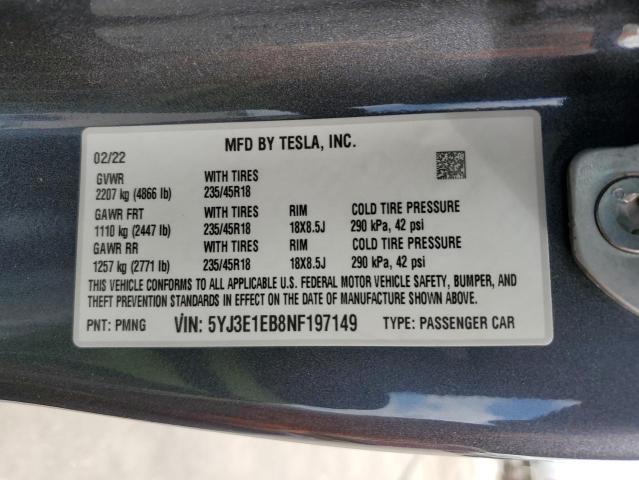 2022 TESLA MODEL 3 - 5YJ3E1EB8NF197149