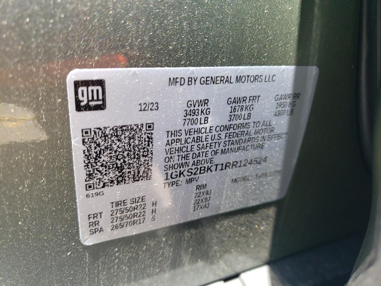 1GKS2BKT1RR124524 2024 GMC Yukon Slt