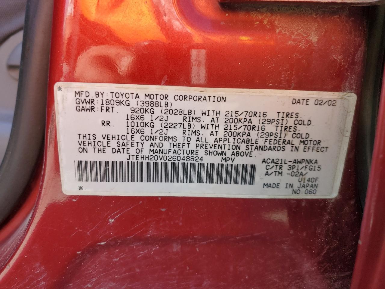 JTEHH20V026048824 2002 Toyota Rav4