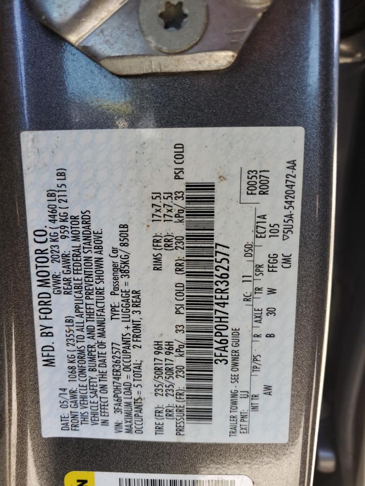 3FA6P0H74ER362577 2014 Ford Fusion Se