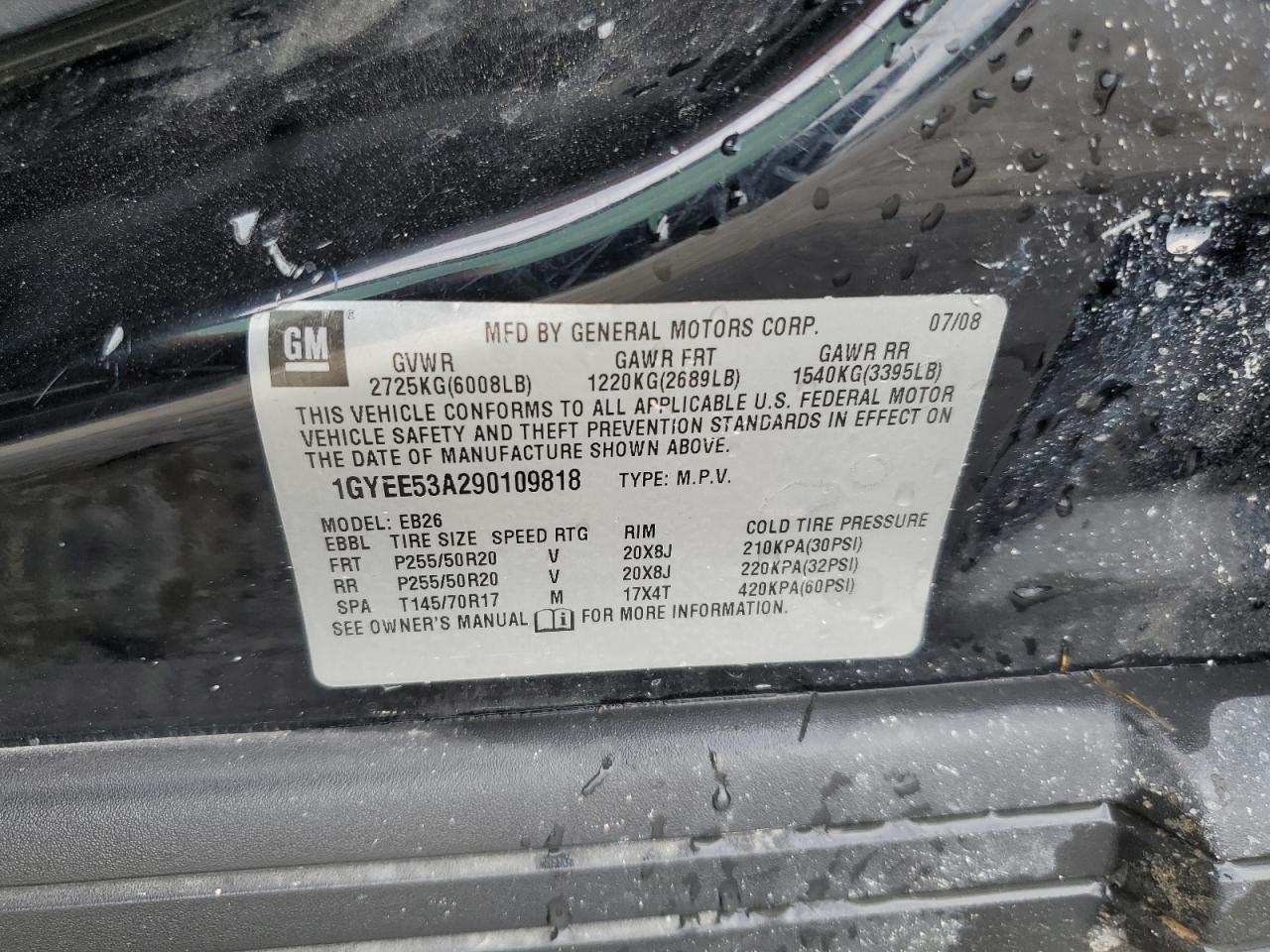 1GYEE53A290109818 2009 Cadillac Srx