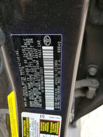 VIN 4T1B11HK7KU712031 2019 Toyota Camry, L no.12