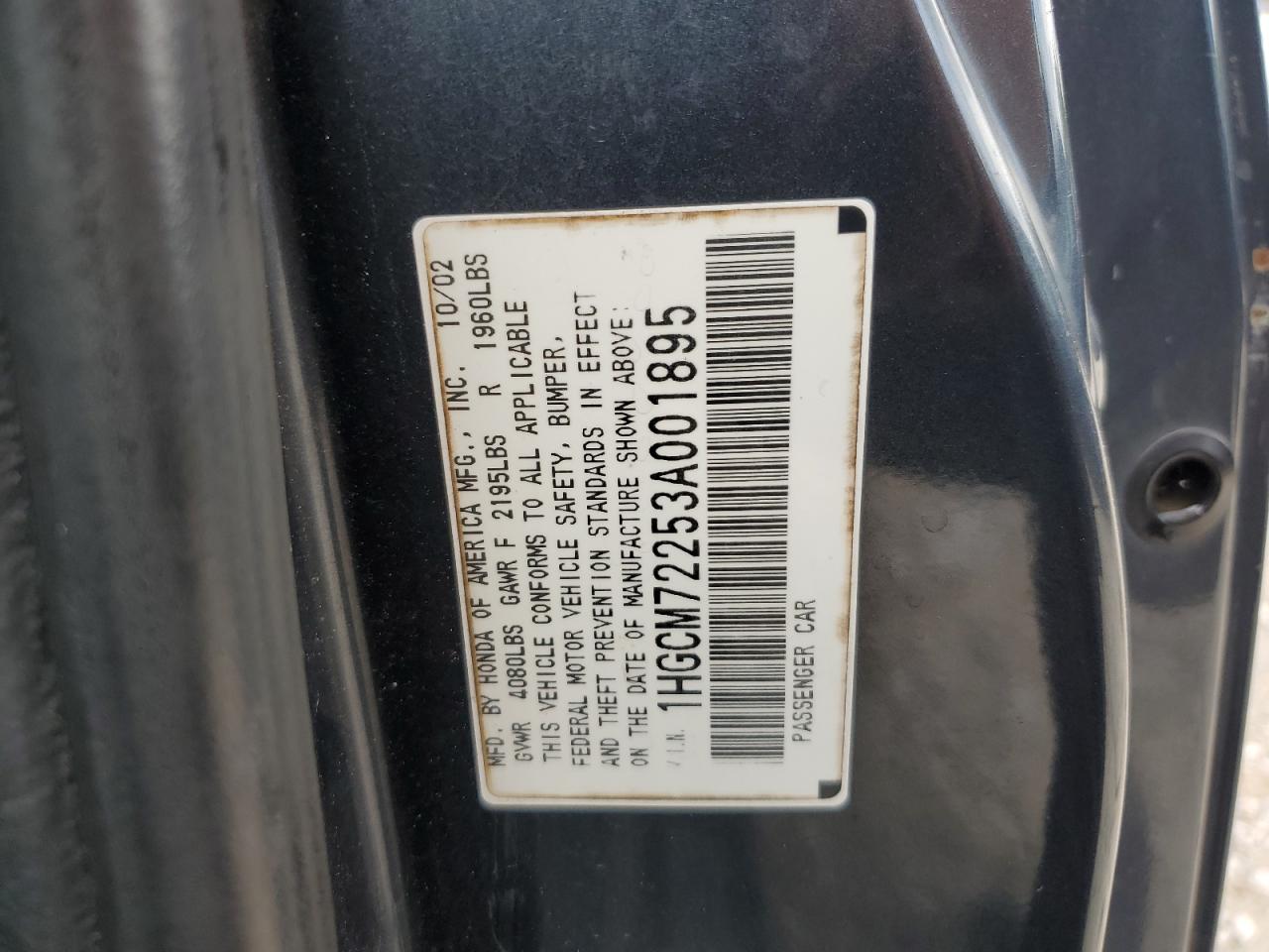 1HGCM72253A001895 2003 Honda Accord Lx