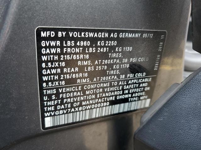 2013 Volkswagen Tiguan S VIN: WVGBV7AX8DW000390 Lot: 51084474