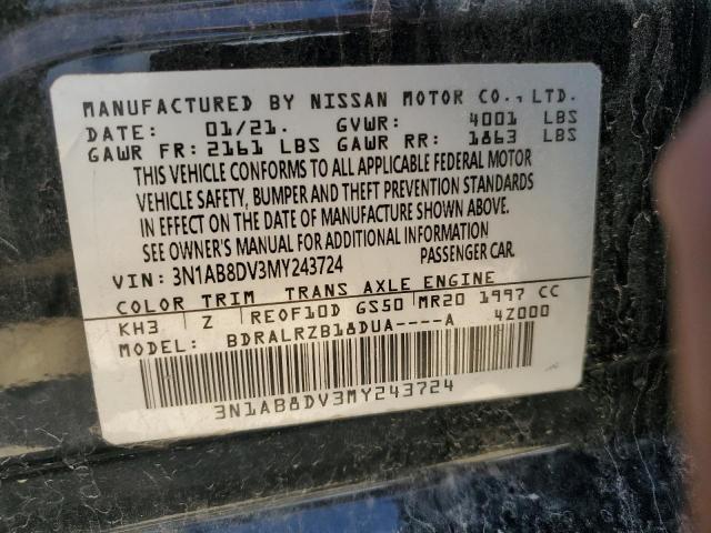 2021 Nissan Sentra Sr VIN: 3N1AB8DV3MY243724 Lot: 51952574
