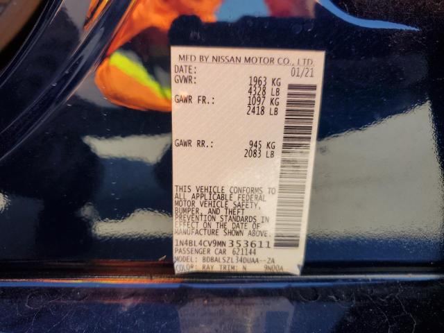 2021 Nissan Altima Sr VIN: 1N4BL4CV9MN353611 Lot: 51845274