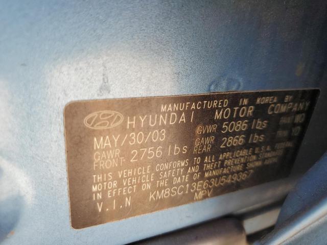 2003 Hyundai Santa Fe Gls VIN: KM8SC13E63U549367 Lot: 49059474