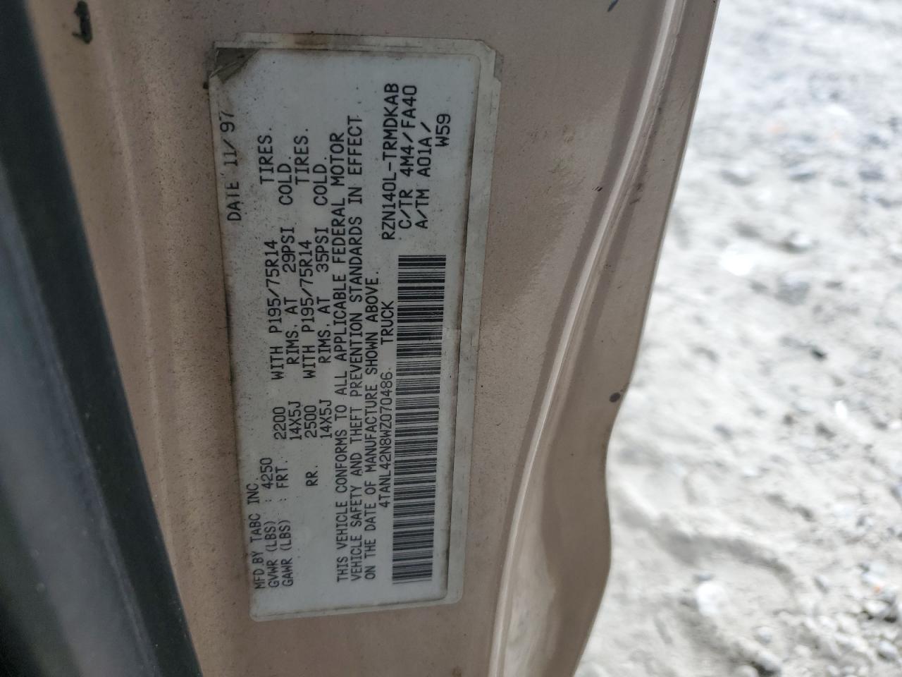 4TANL42N8WZ070486 1998 Toyota Tacoma