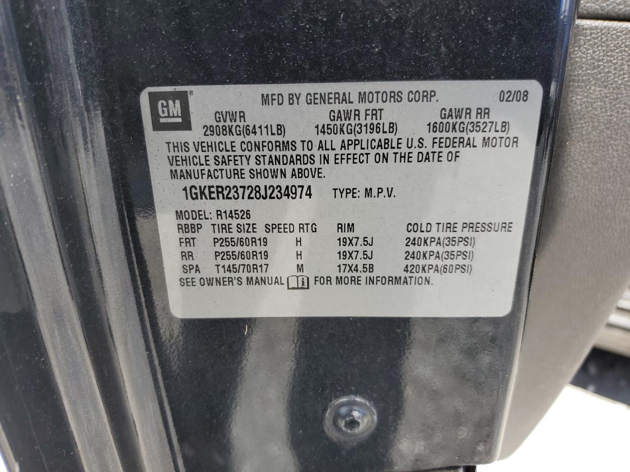 1GKER23728J234974 2008 GMC Acadia Slt-1