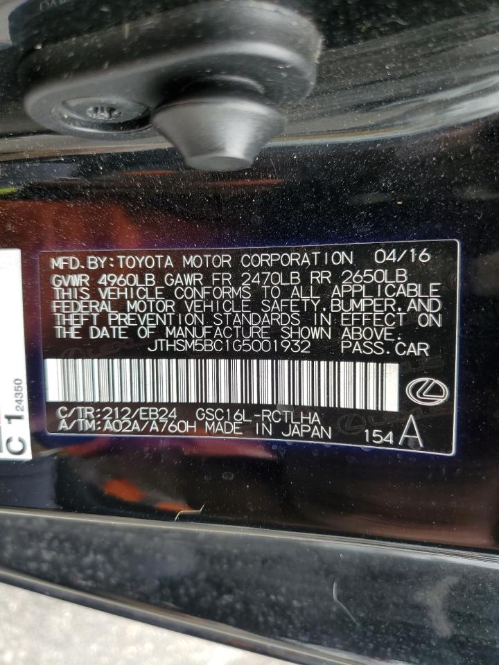 JTHSM5BC1G5001932 2016 Lexus Rc 300