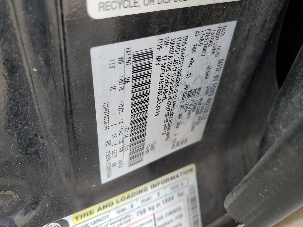 1FMFU18578LA33913 2008 Ford Expedition Eddie Bauer