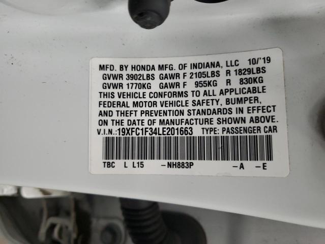 2020 Honda Civic Ex VIN: 19XFC1F34LE201663 Lot: 51217504