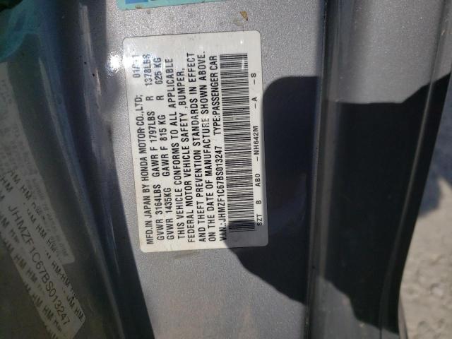 2011 Honda Cr-Z Ex VIN: JHMZF1C67BS013247 Lot: 51055764