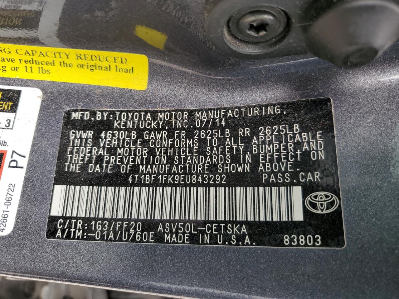 4T1BF1FK9EU843292 2014 Toyota Camry L