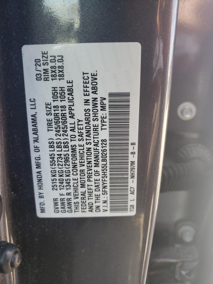 5FNYF5H55LB026128 2020 Honda Pilot Exl