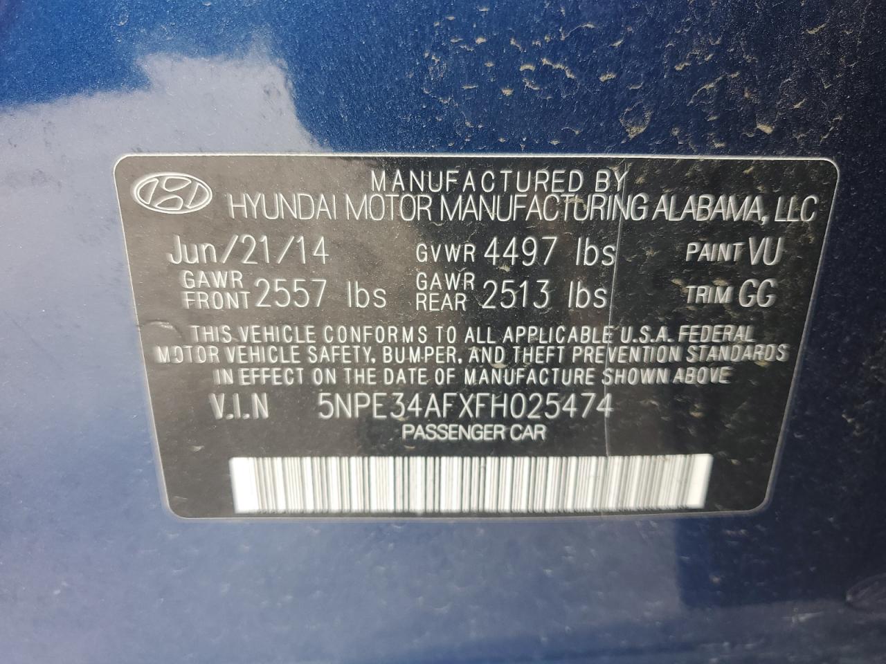 5NPE34AFXFH025474 2015 Hyundai Sonata Sport