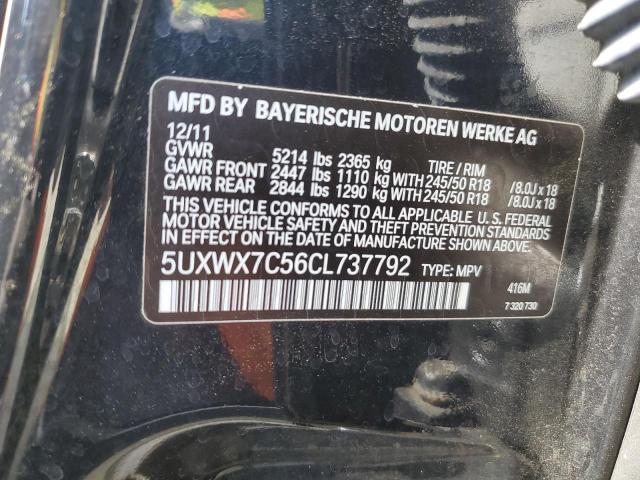 2012 BMW X3 xDrive35I VIN: 5UXWX7C56CL737792 Lot: 52647794