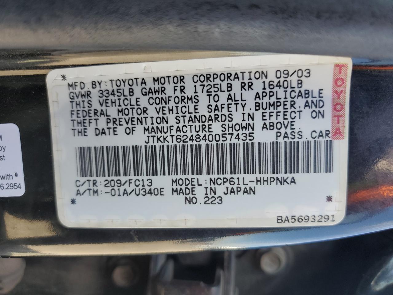 JTKKT624840057435 2004 Toyota Scion Xa