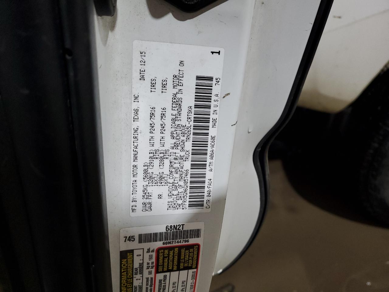 5TFRX5GN6GX057466 2016 Toyota Tacoma Access Cab