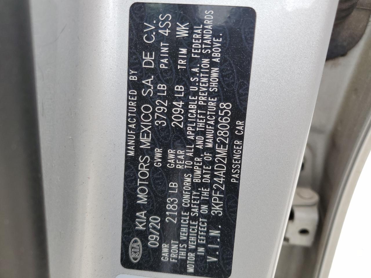 3KPF24AD2ME280658 2021 Kia Forte Fe